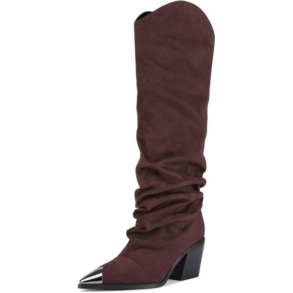 Amazon.com | katliu Women Suede Knee High Boots Pointed Toe  Women Brown Knee High Boots for High Heel Pointed Toe Tall boots Side Zipper
